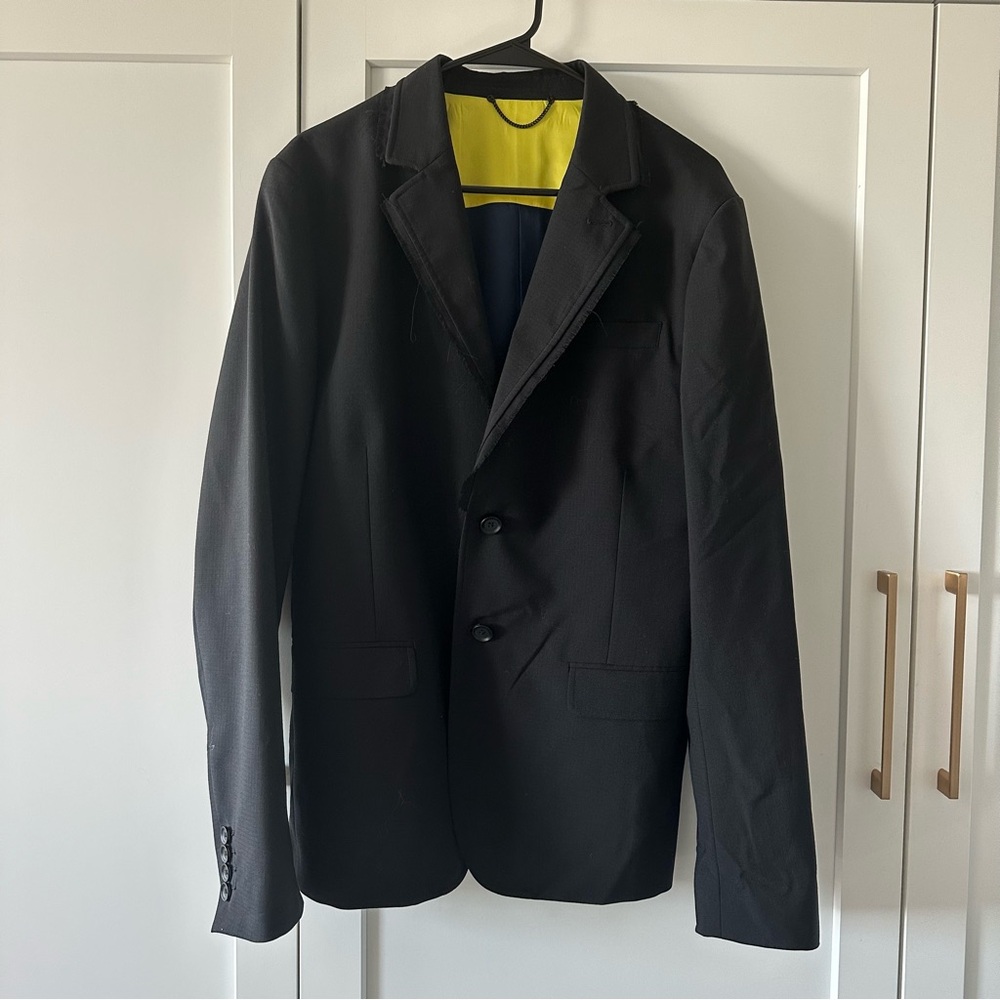 Diesel Black Men's Blazer with Yellow Lining